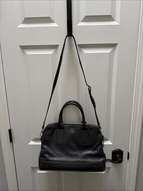 KATE SPADE  Black Pebbled Leather Southport Ave Jenny Medium Carryall Satchel